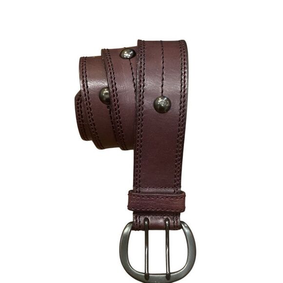 Linea Pelle Leather Studded Belt Size Small - Picture 4 of 13